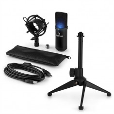 AUNA MIC-900B-LED V1, set de microfon usb, microfon condensator negru + suport de masa foto