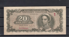 ROMANIA 1950 BANCNOTA 20 LEI XF SEMNATURA V. LUCA foto