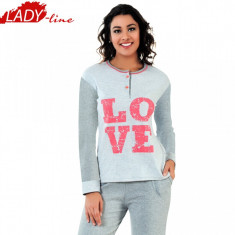 Pijama Dama Maneca/Pantalon Lung, Bumbac Interlock, Model Love, Cod 723 foto