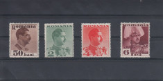 ROMANIA 1934 , LP 108 , CAROL II FARA POSTA SERIE MNH foto