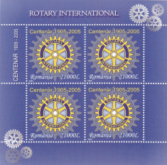 CENTENAR ROTARY BLOC, 2005,MNH, ROMANIA. foto