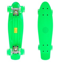 Penny Board, 56 cm, roti silicon cu lumini, verde foto