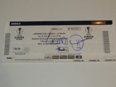 Bilet meci UNIVERSITATEA CRAIOVA - AC MILAN (autograf original G.Craioveanu) foto