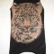 ROCHIE NEAGRA SEMITRANSPARENTA ANIMAL PRINT IMPRIMEU CAP TIGRU SPATE LUNG TRENA
