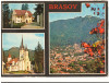 CPI (B8811) CARTE POSTALA - BRASOV: PRIMA SCOALA ROMANEASCA, BISERICA SF. NICOLA, Circulata, Fotografie