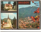 CPI (B8811) CARTE POSTALA - BRASOV: PRIMA SCOALA ROMANEASCA, BISERICA SF. NICOLA, Circulata, Fotografie