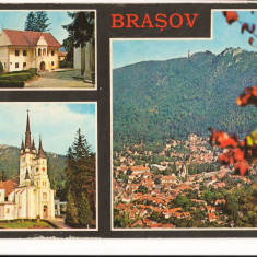 CPI (B8811) CARTE POSTALA - BRASOV: PRIMA SCOALA ROMANEASCA, BISERICA SF. NICOLA