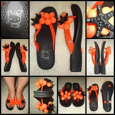 SLAPI PAPUCI FLIP-FLOPS NEGRI ORANGE DAMA CASA PLAJA PISCINA BILE STEA de MARE