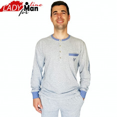 Pijama Barbati, Model Deep Gray, Bumbac Interlock, Cod 1330 foto