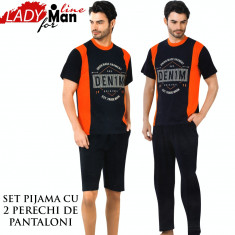 Pijama Barbati, Set 2 Perechi Pantaloni, Pantalon 3/4 si Pantalon Lung, Cod 1291 foto