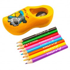Set 8 creioane colorate+ascutitoare Wozel&amp;amp;Pip, Multicolor foto
