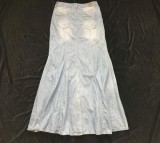 Fusta Lunga Dama Blugi Mango Jeans Prespalata Bleu Bumbac, Talie Normala, Clos cu Crapatura, Buzunare, Marimea L