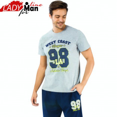 Pijama Barbati Maneca Scurta/Pantalon 3/4, Model West Coast League, Cod 1194 foto