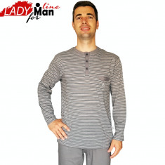 Pijama Barbati Din Bumbac Obtinut Din Fibre Naturale,Model Gray Victory,Cod 1325 foto