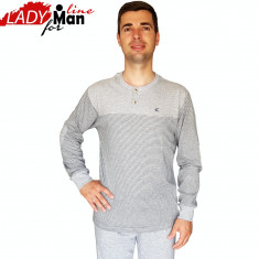 Pijama Barbati Din Bumbac Obtinut Din Fibre Naturale,Model Gray Melange,Cod 1324 foto