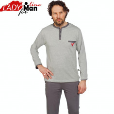 Pijamale Barbati Din Bumbac Natural, Model Gray The Great Victory, Cod 1228 foto