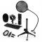 AUNA CM001B, set de microfon V2, microfon condensator, adaptor USB, suport de microfon, culoarea neagra
