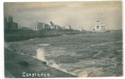 3946 - CONSTANTA, Cazinoul, Faleza - old postcard, real PHOTO - unused foto