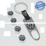 Set breloc si 4 capacele auto model pt VW VOLKSWAGEN argintii silver