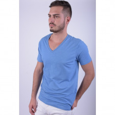 Tricou Selected Drill Single Deep V-neck Parisian Albastru Deschis foto