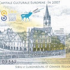 CASA LUXEMBURG DIN SIBIU,BLOC + 4 SERII CU VIGNETA,2007 MNH,ROMANIA.