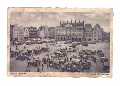 CP Germania - Rostock - Piata, interbelica, animata foto