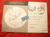 Carte Postala speciala Finlanda, Universitatea Oulu Par Avion -la Inst V.Babes, Circulata, Printata