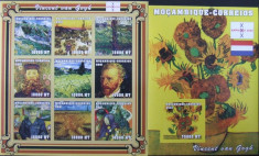 MOZAMBIQUE - PICTURA VAN GOGH, 2002, 1 M/SH + 1 S/SH, NEDANT., NEOB. - E6068 foto