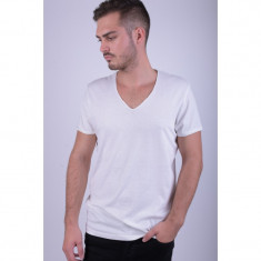 Tricou Bumbac Jack&amp;amp;Jones Originals Wolf V-neck Regular Fit Alb foto