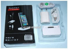 4in1 docking station casti handsfree incarcator usb priza 220v pentru iphone 3g 3gs 4g foto