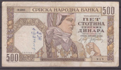 Serbia 1941 - 500 dinar, circulata foto