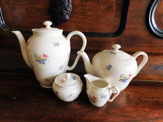 SET CAFEA +CEAI 10 PERSOANE IVORY CU MOTIV FLORAL foto