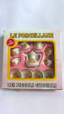 Set miniaturi portelan farfurii, cani ceainic total 13 bucati, cu ursulet, 2-4cm foto