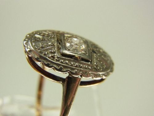 Inel Art Deco Aur 18k Montura Platina Si Diamant | arhiva Okazii.ro
