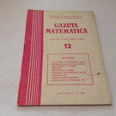 GAZETA MATEMATICA NR 12/1976 foto