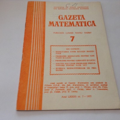 GAZETA MATEMATICA NR 7/1977 foto