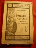 Leon Tolstoi - Povestiri Populare ,interbelica ,trad. Ion Barseanu ,Bibl.Minerva