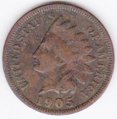 SUA USA ONE CENT 1905 indian head cap de indian foto