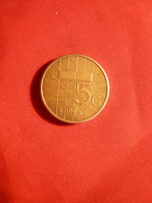 Moneda 5 guldeni 1988 Olanda , bronz ,cal.apr. NC foto
