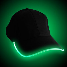 Sapca glow cu led, buton on/off, material bumbac, unisex culoare verde foto