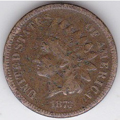 SUA USA ONE CENT 1873 indian head cap de indian FOARTE RAR