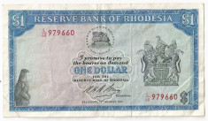 RHODESIA 1 DOLLAR 1974 VF foto