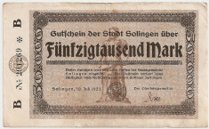 GERMANIA STADT SOLINGEN 50000 MARK 1923 U foto