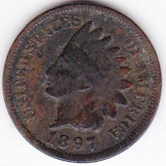 SUA USA ONE CENT 1897 indian head cap de indian