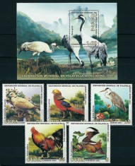 CUBA 2001 - PASARI - SERIE DE 5 TIMBRE+BLOC NESTAMPILAT - MNH / pasari293 foto