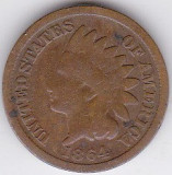 SUA USA ONE CENT 1864 indian head cap de indian RAR, America de Nord