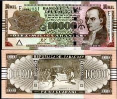 !!! PARAGUAY - 10.000 GUARANIES 2008 - P 224 c - UNC / SEMN. DIN SCAN foto