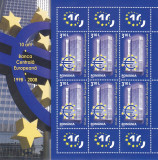 Lp. 1804 BANCA EUROPEANA,MINISHEET,2008, MNH,ROMANIA., Organizatii internationale, Nestampilat