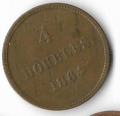 Moneda 4 doubles 1864 - Guernsey foto