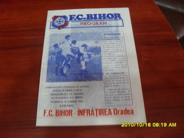 program FC Bihor - Infratirea Oradea